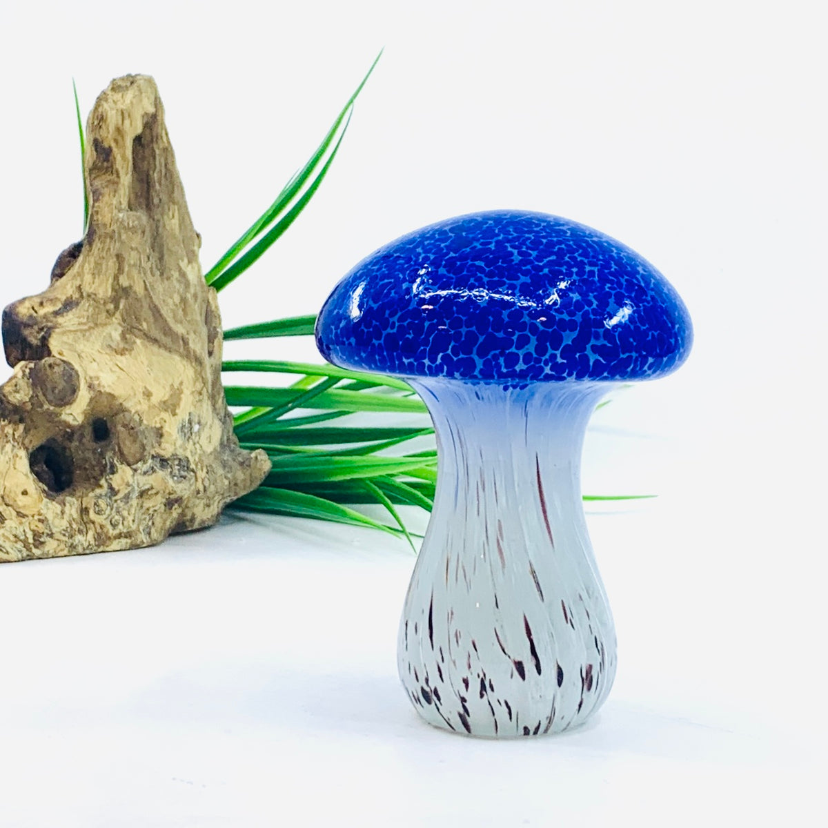 Large Glass Mushroom, Blue Cap