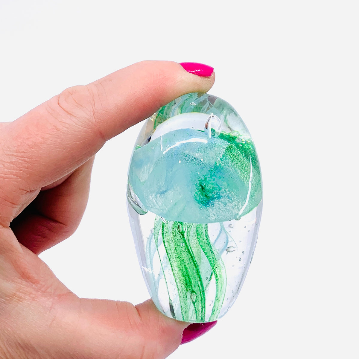 Glow in The Dark Jellyfish Paperweight Small 12, Teal Green B