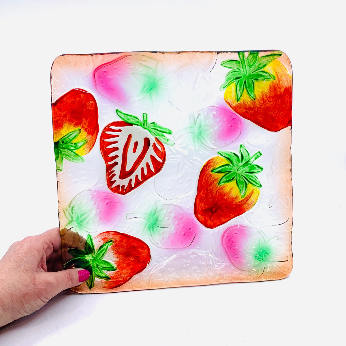 Glass Fusion Plate, Strawberries 33 Decor Boston International, INC 