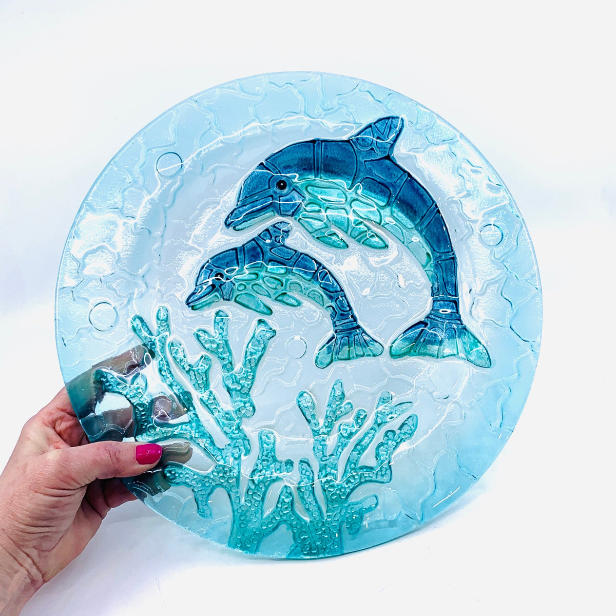 Glass Fusion Plate, Dolphins 28 Decor Boston International, INC 
