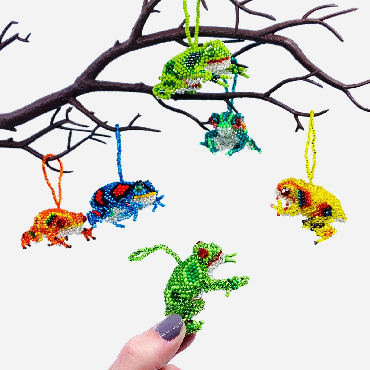 Beaded Frog Ornament, Assorted Colors