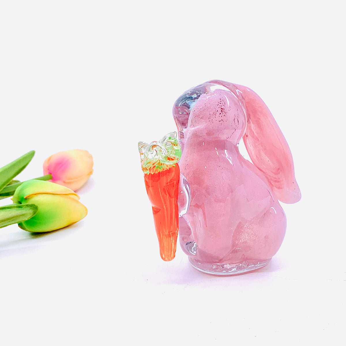 Glass Carrot Rabbit, Pastel Pink