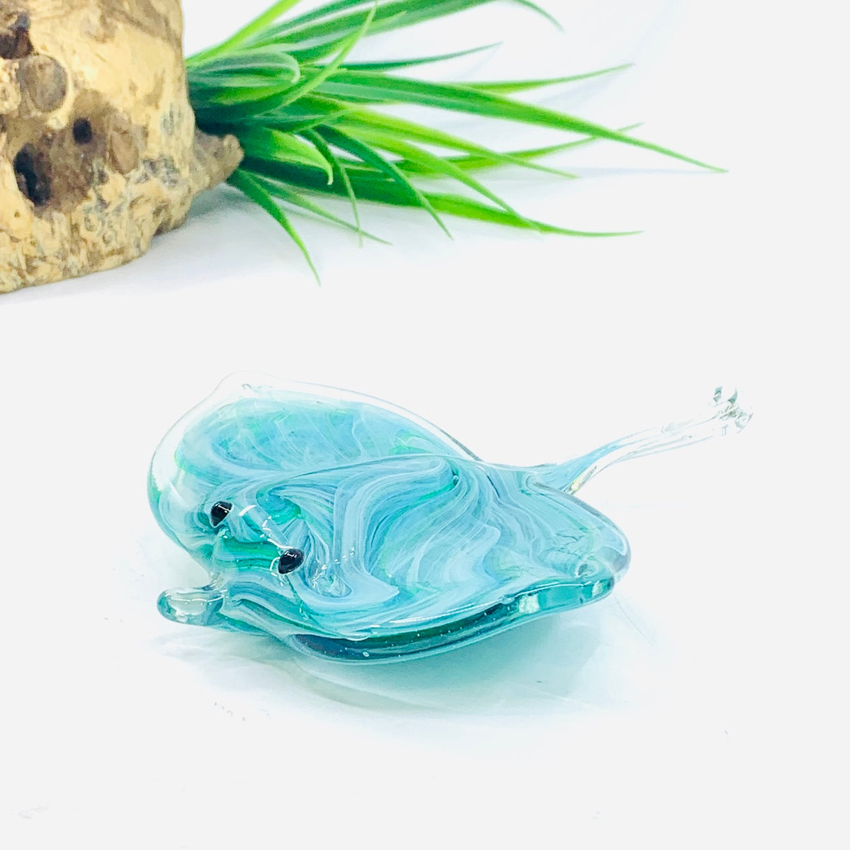 Glass Teal Stingray Paperweight