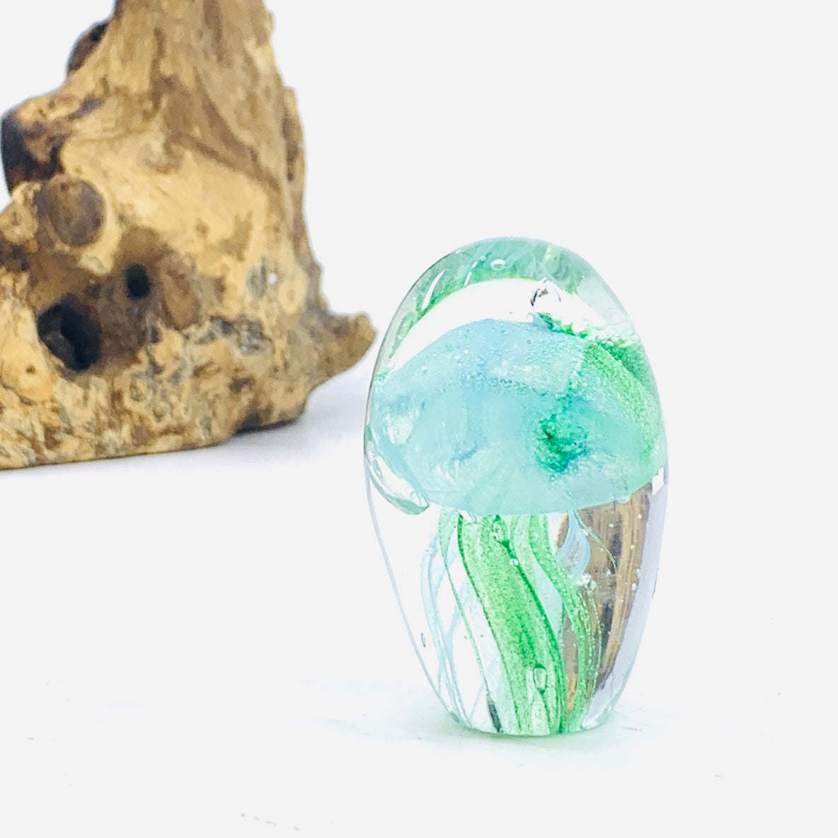 Glow in The Dark Jellyfish Paperweight Small 12, Teal Green B