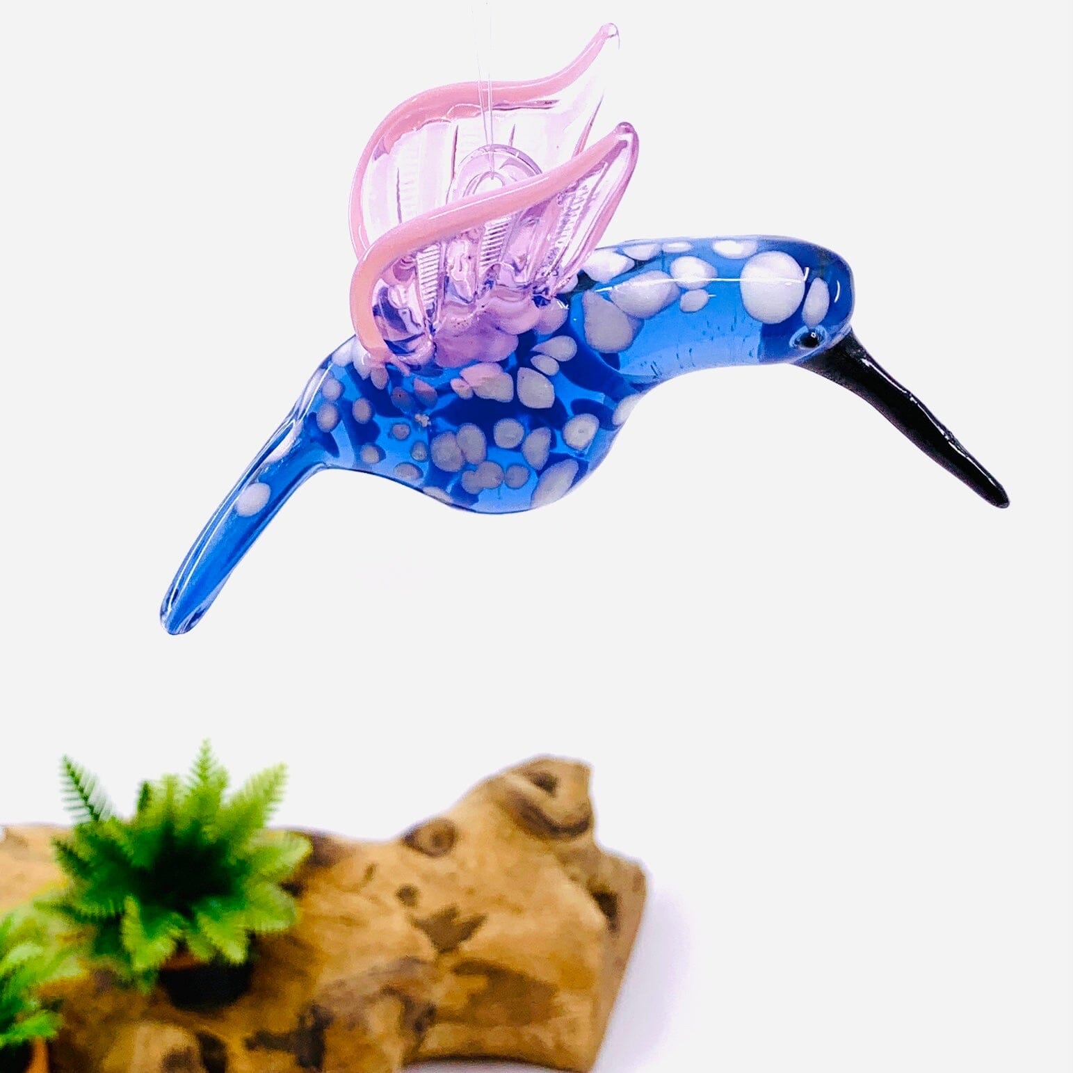 Glass Hummingbird, Blue Miniature C&F Enterprises 