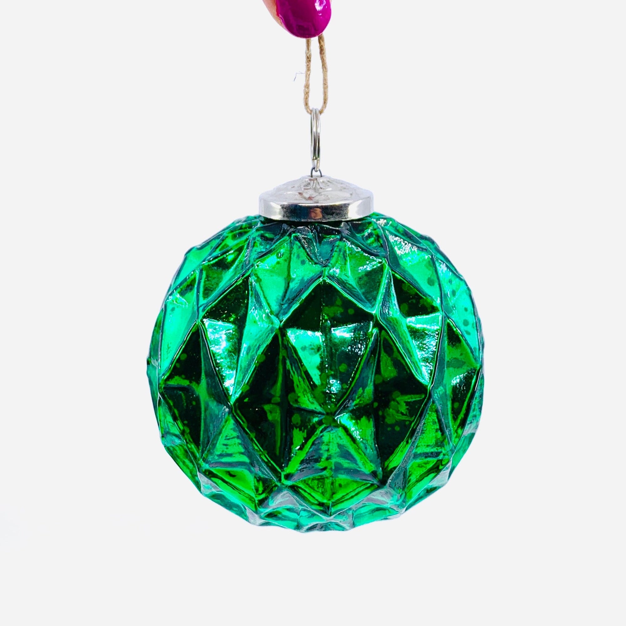 Glass faceted Ornament 20, Emerald India House Brass 