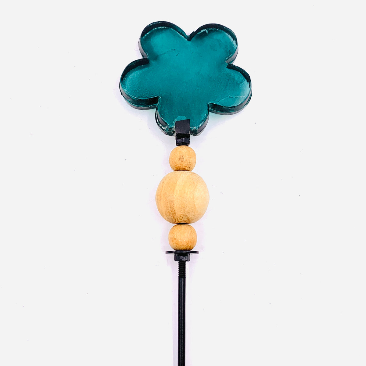 Large Glass Flower Garden Stakes, Turquoise