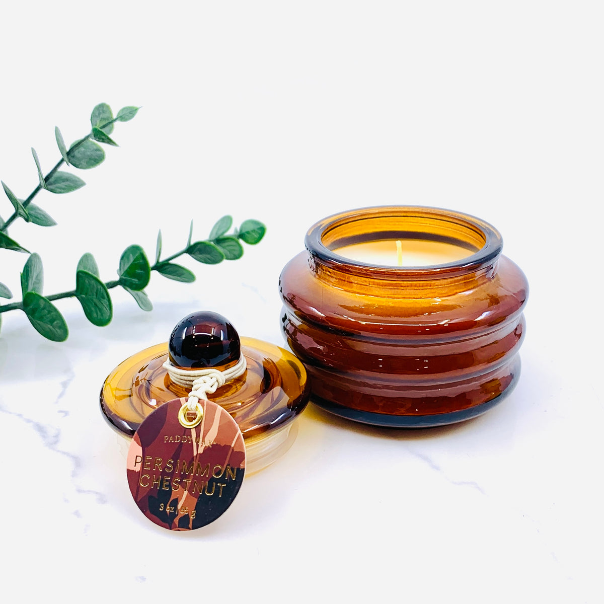 Glass Honey Jar Candle, Persimmon Chestnut