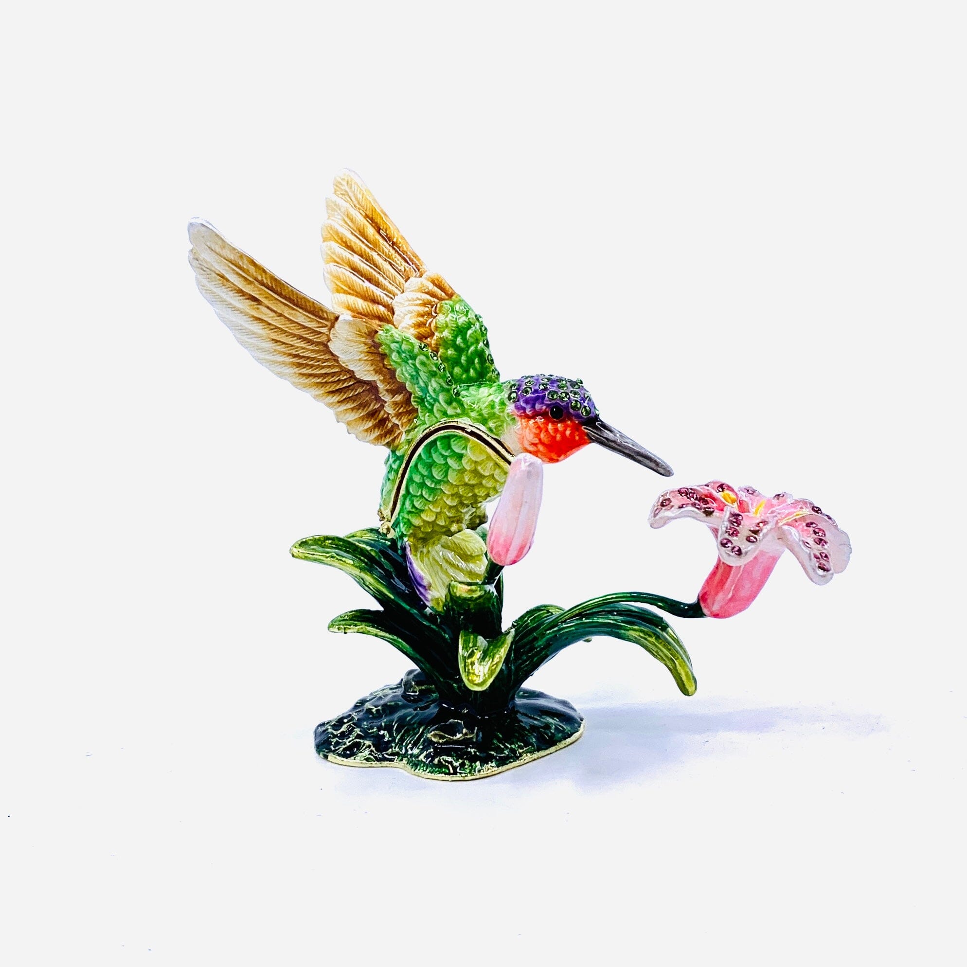 Bejeweled Enamel Trinket Box 12, Hummingbird Decor Kubla Craft 