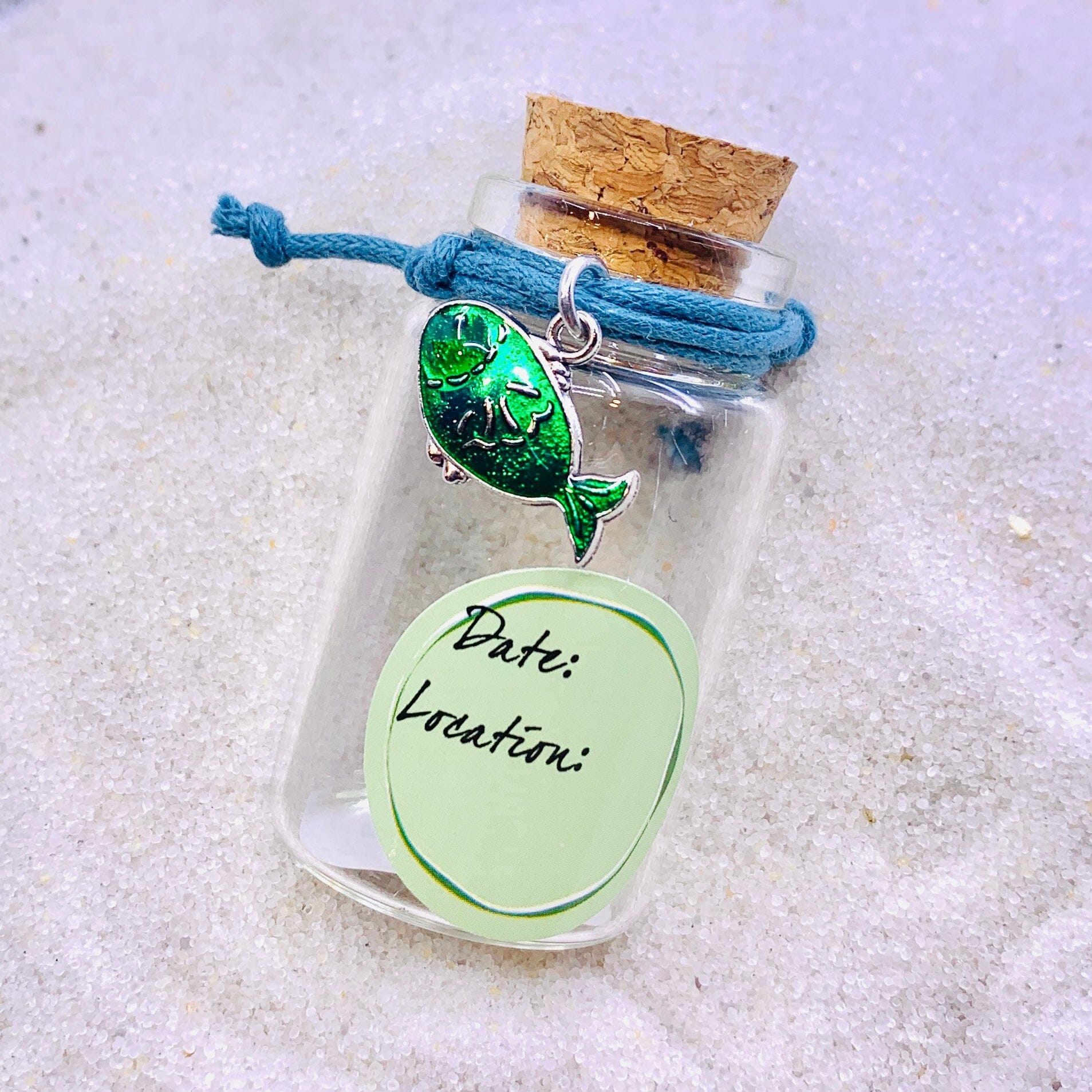 Keepsake Sand Jar and Bracelet, Green Fish Jewelry GANZ 