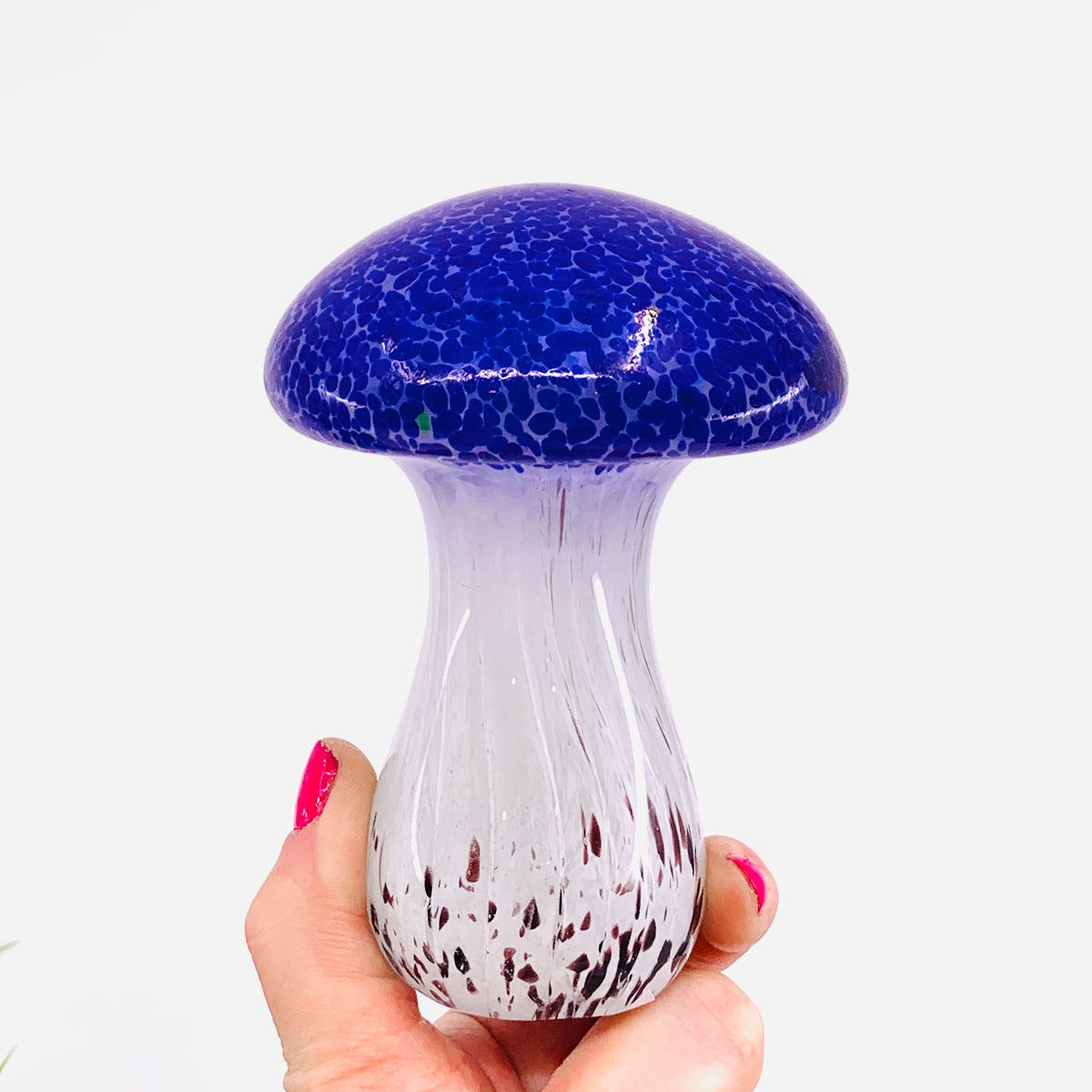 Large Glass Mushroom, Blue Cap