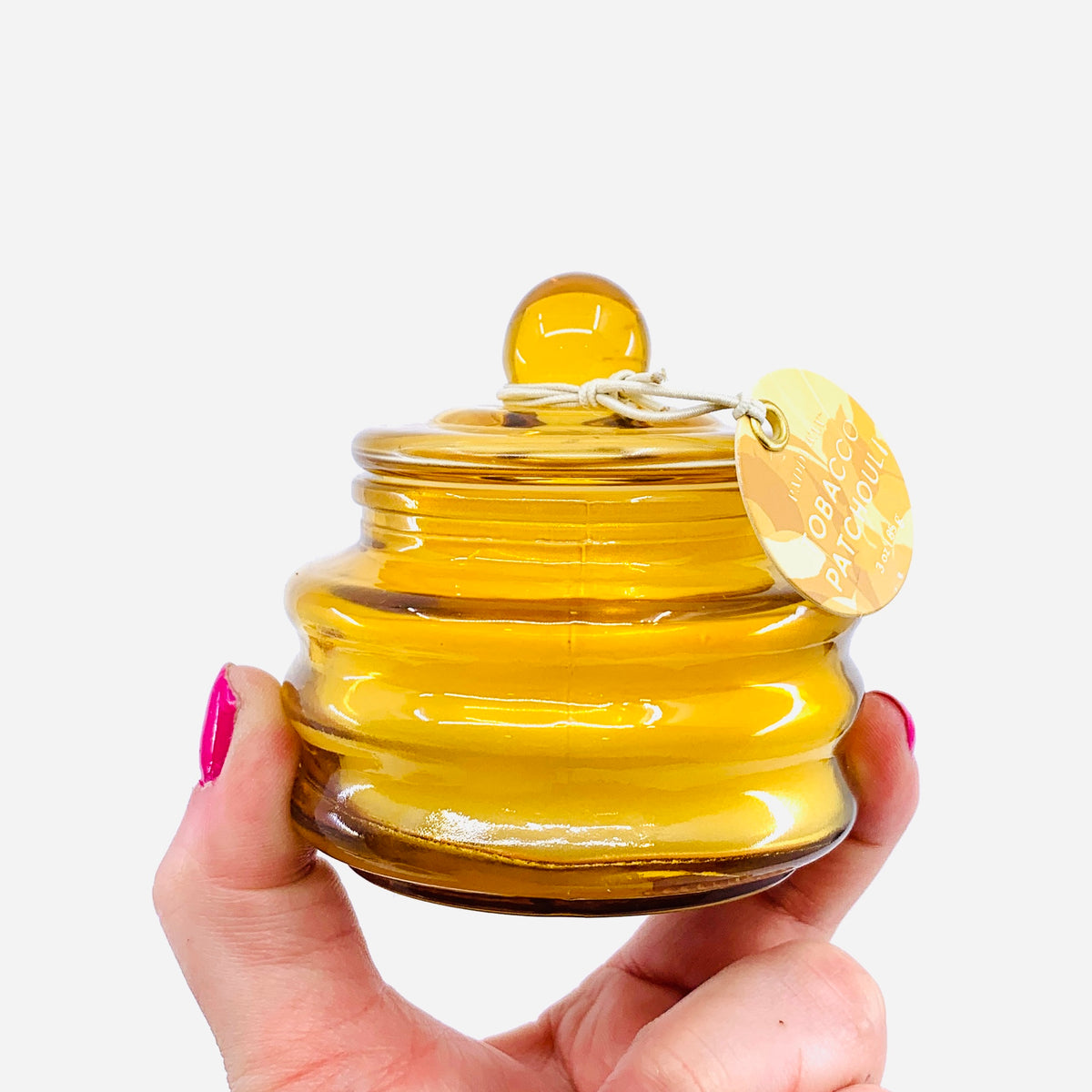 Glass Honey Jar Candle, Tabacco Patchouli