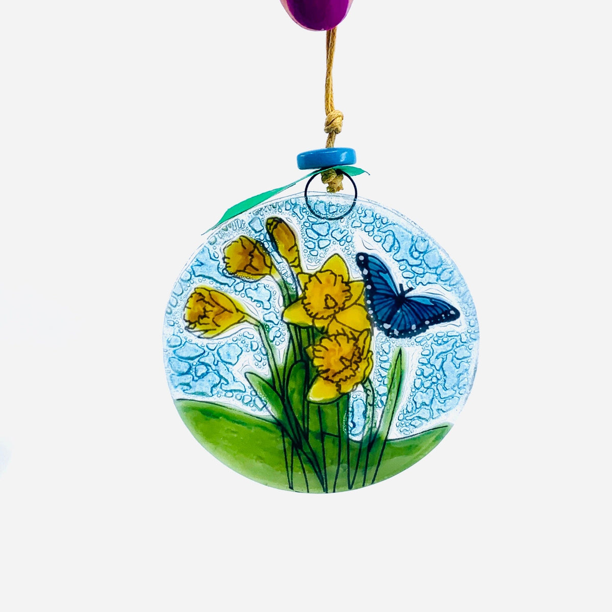 Fair Trade Ornament 154 Butterfly and Daffodils Ornament Pam Peana 