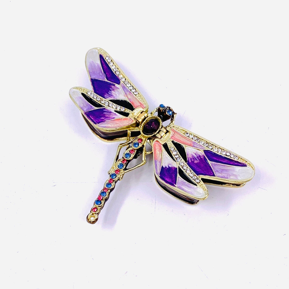 Bejeweled Enamel Trinket Box 19, Dragonfly Decor Kubla Craft 