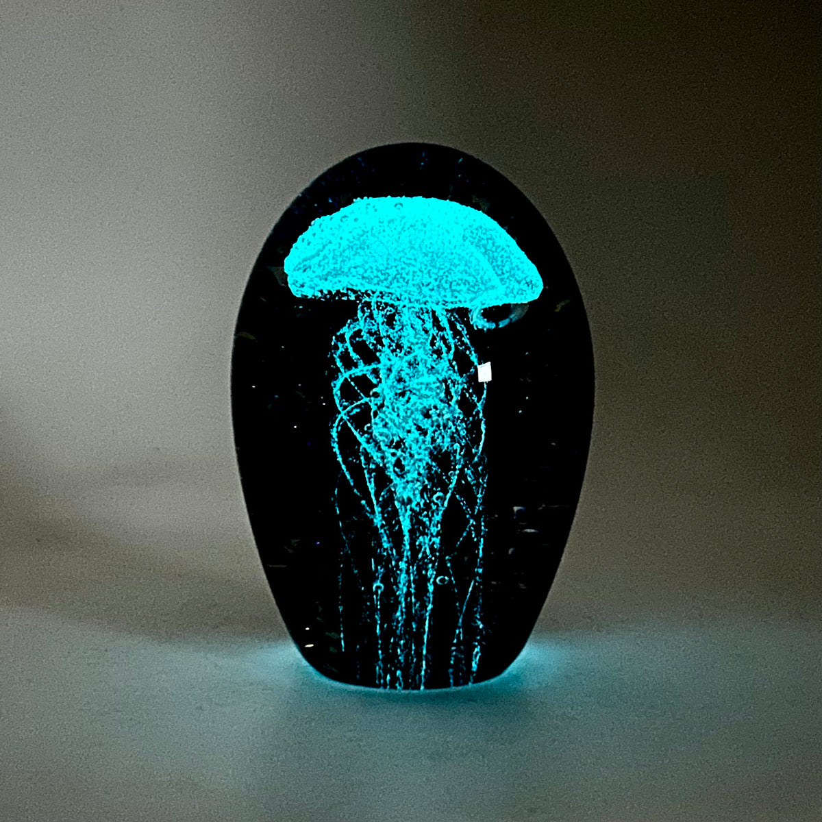 Dome Glow in The Dark Jellyfish Paperweight 11, Blue Sparkle