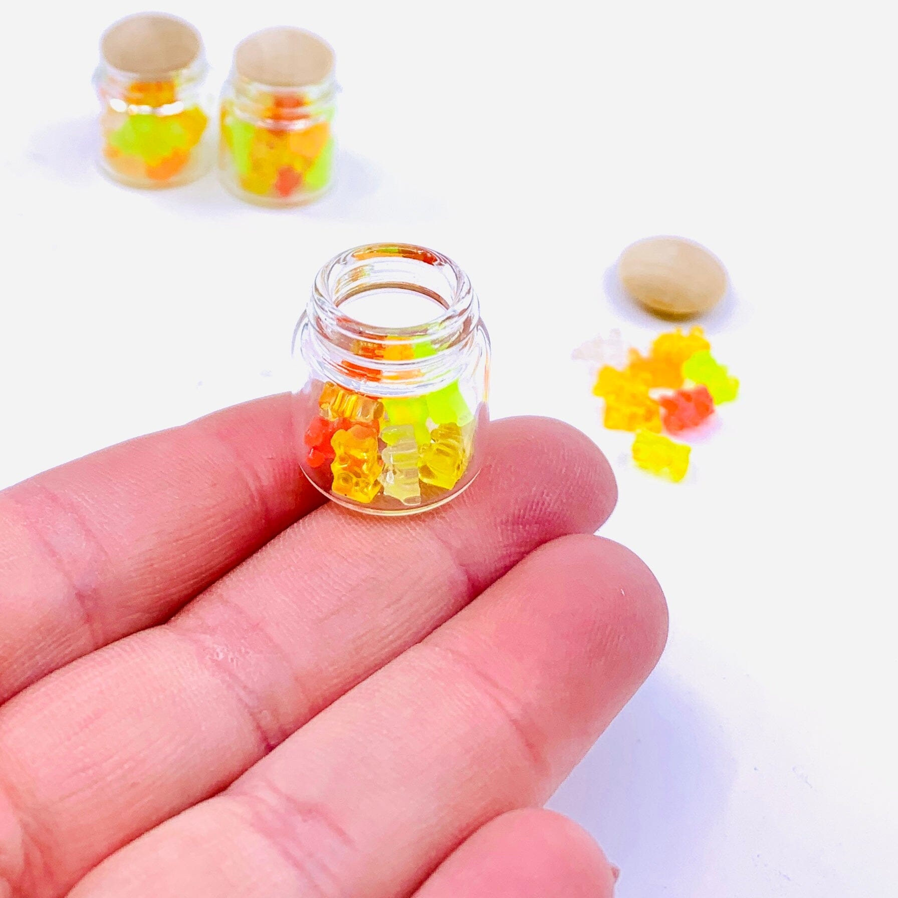 Teeny Tiniest Wood Top Jar of Candy Miniature - 