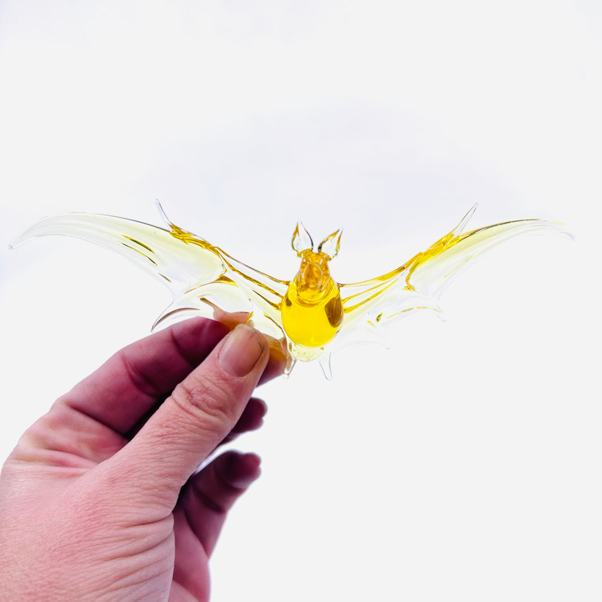 Glass Flying Bat Ornament, 9 Gold