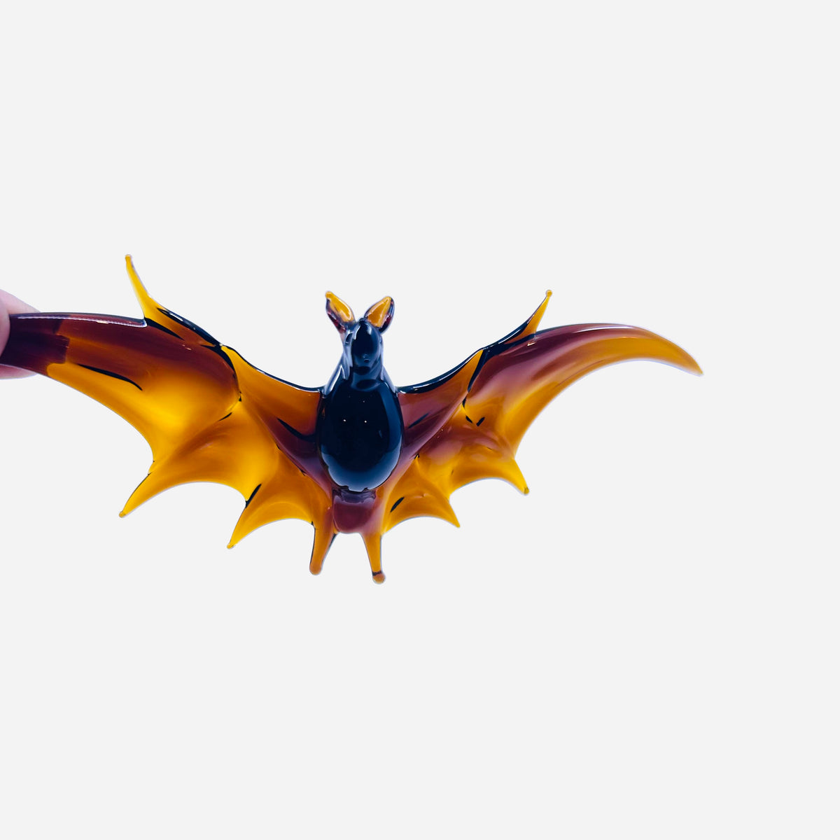 Glass Flying Bat Ornament, 2 Brown