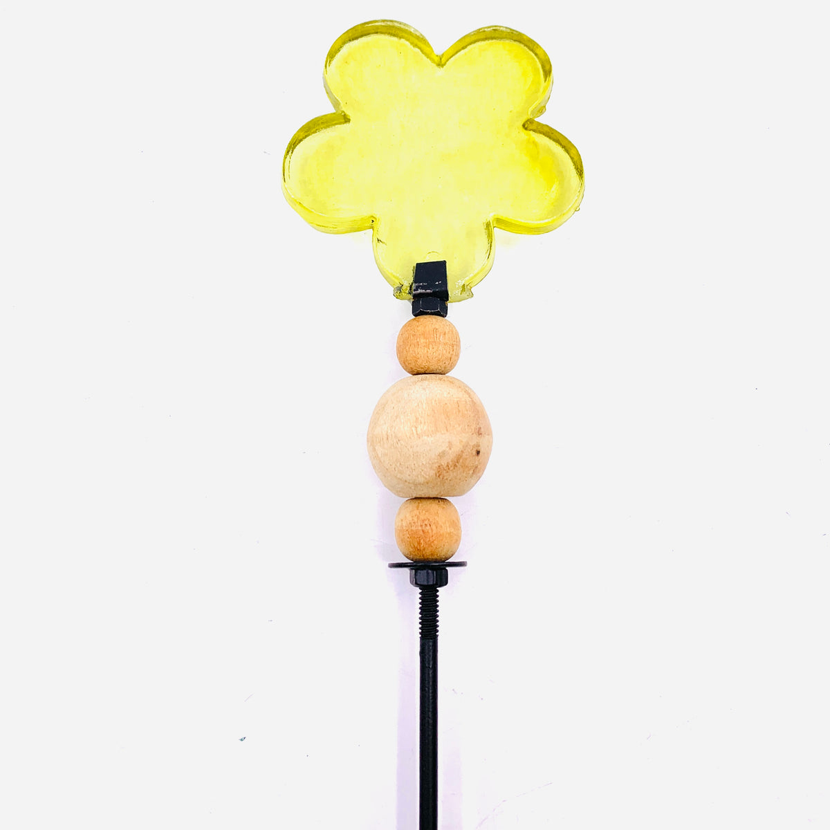 Large Glass Flower Garden Stakes, Yellow