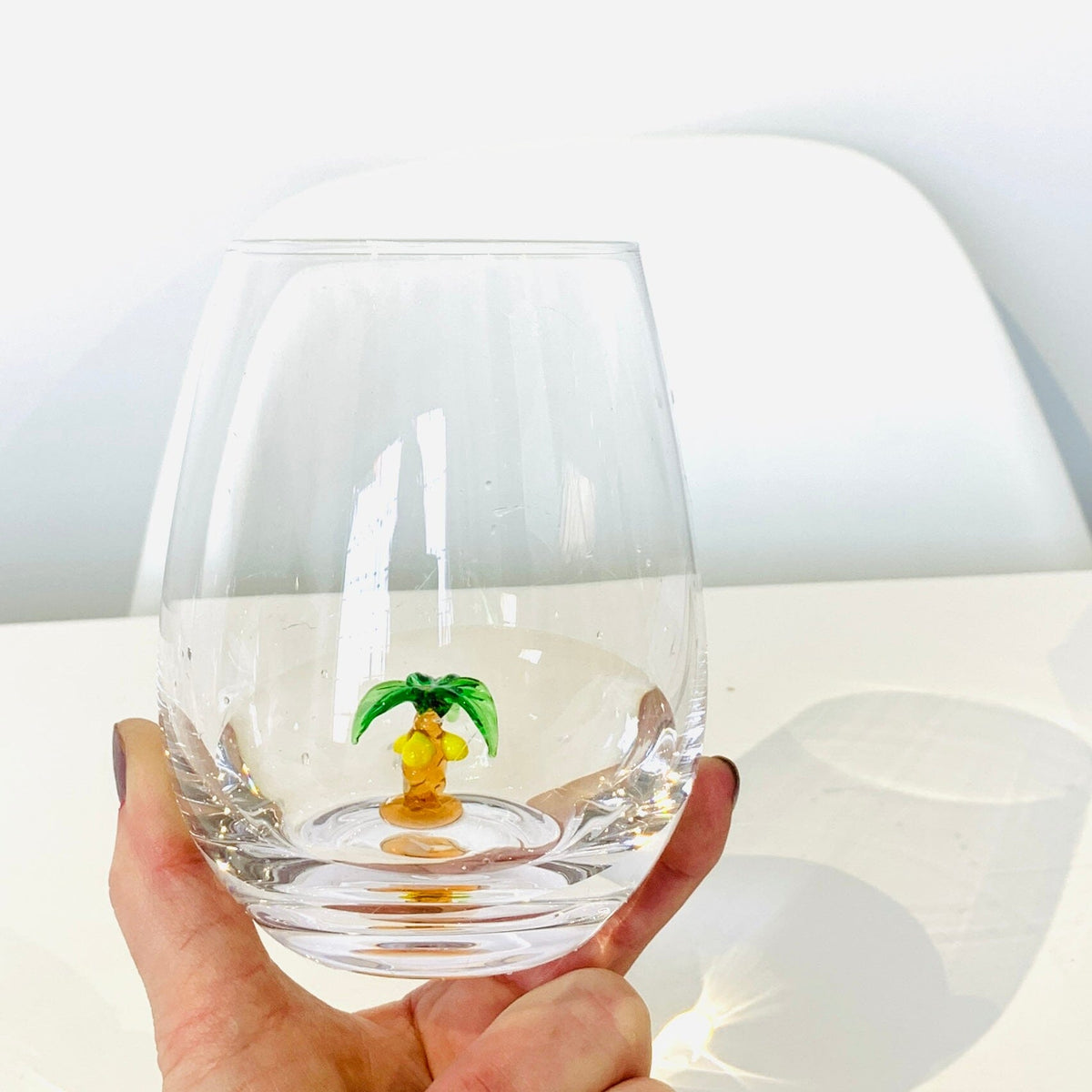 Tiny Animal Large Pour Wine Glass, Palm Tree