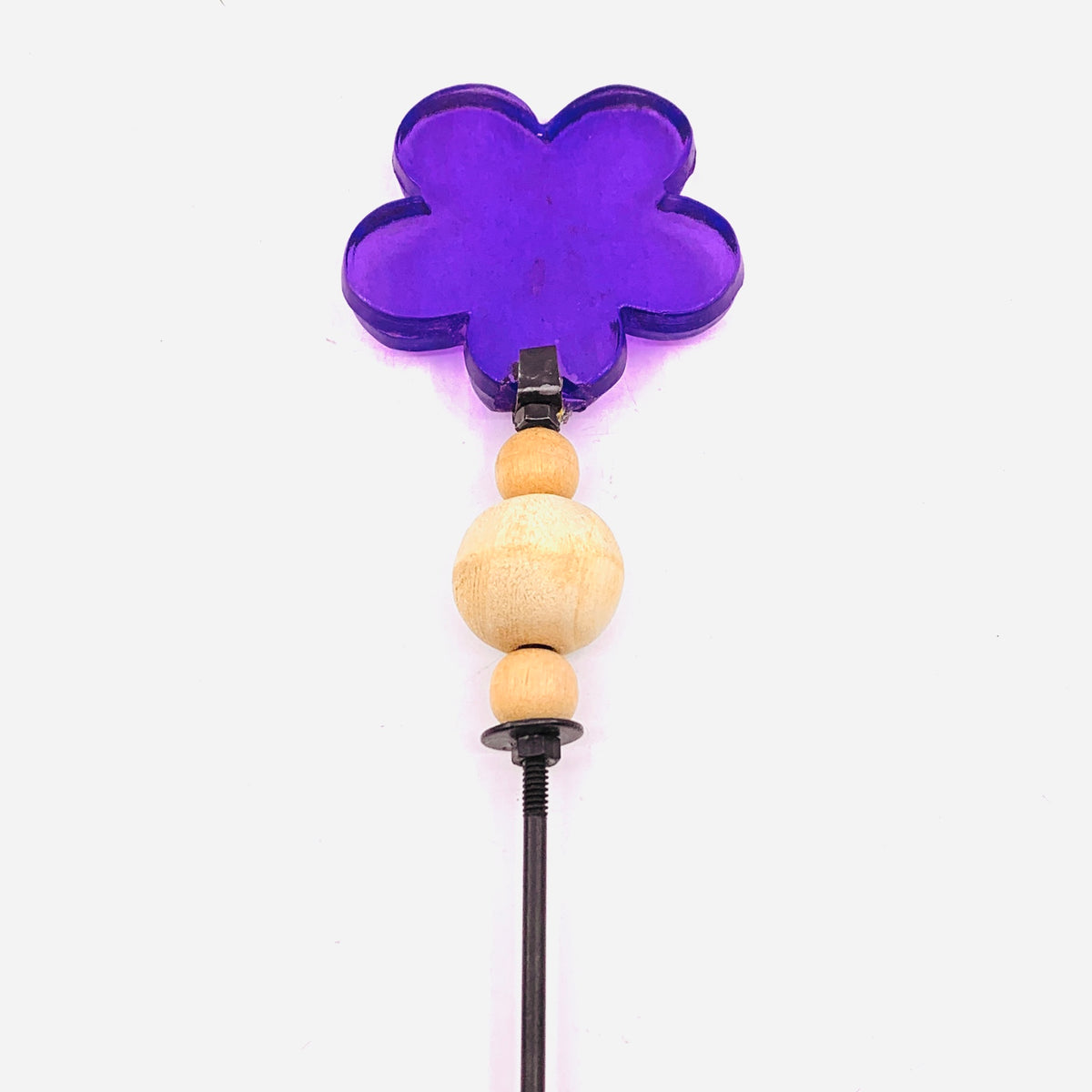 Large Glass Flower Garden Stakes, Purple