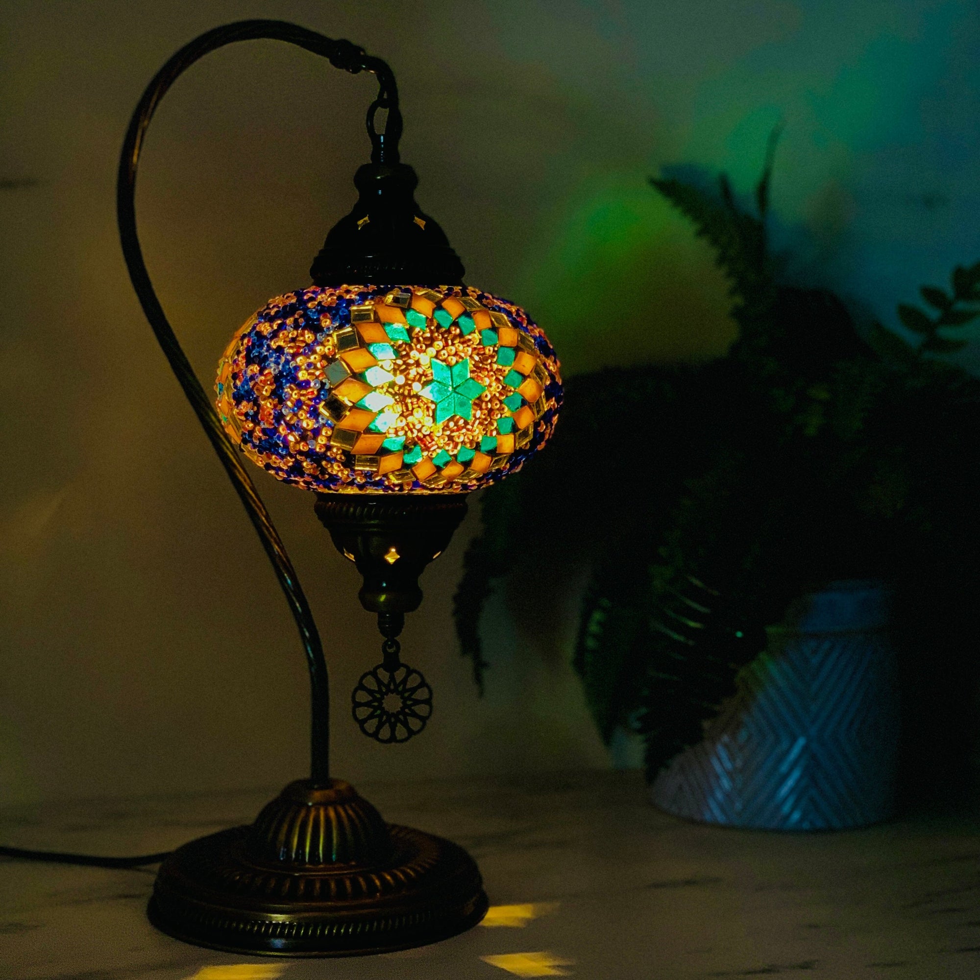 Half Heart Turkish Mosaic Lamp, 3 Decor Natto USA 