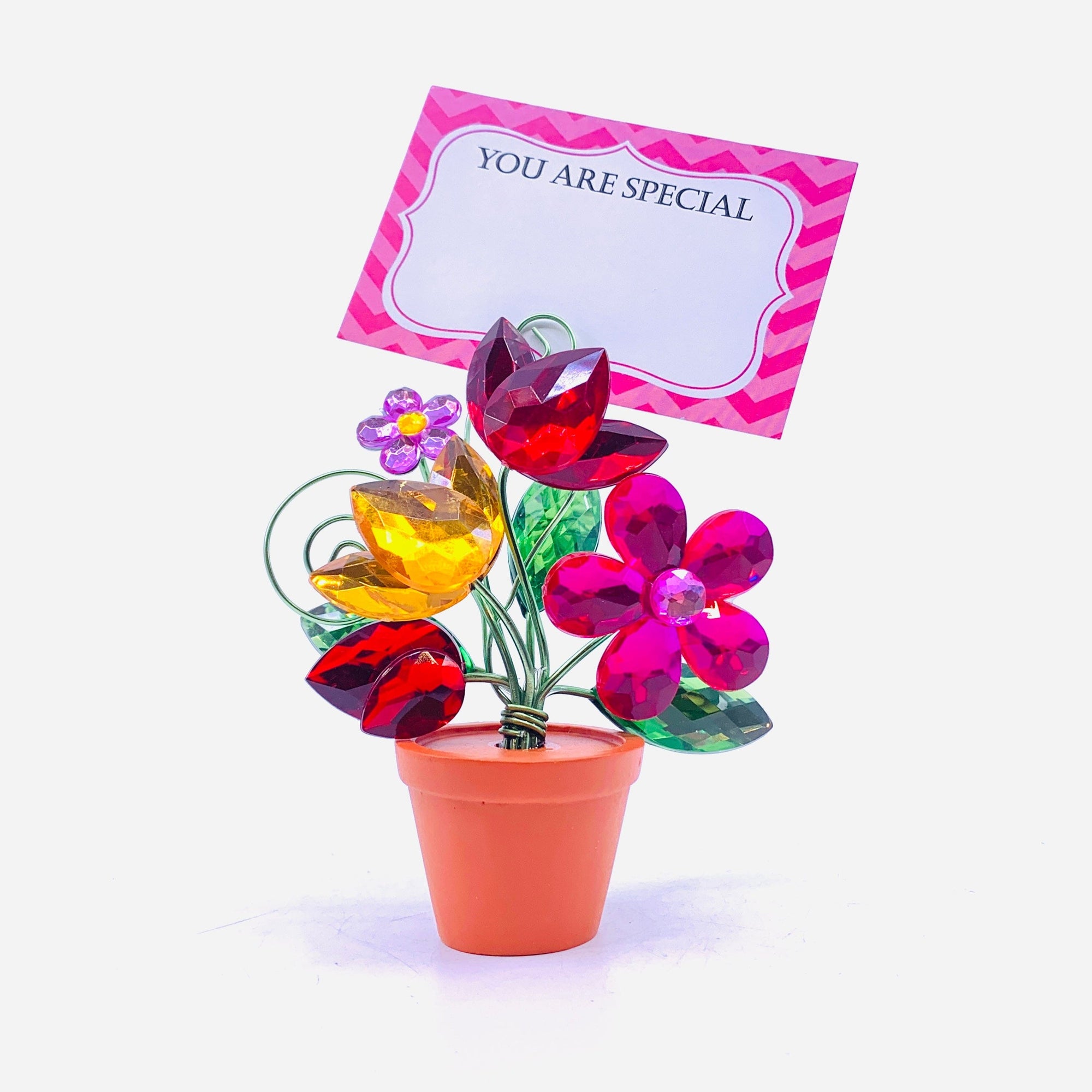 Acrylic Bouquet 10, Garden Posy Pot Pink Decor GANZ 