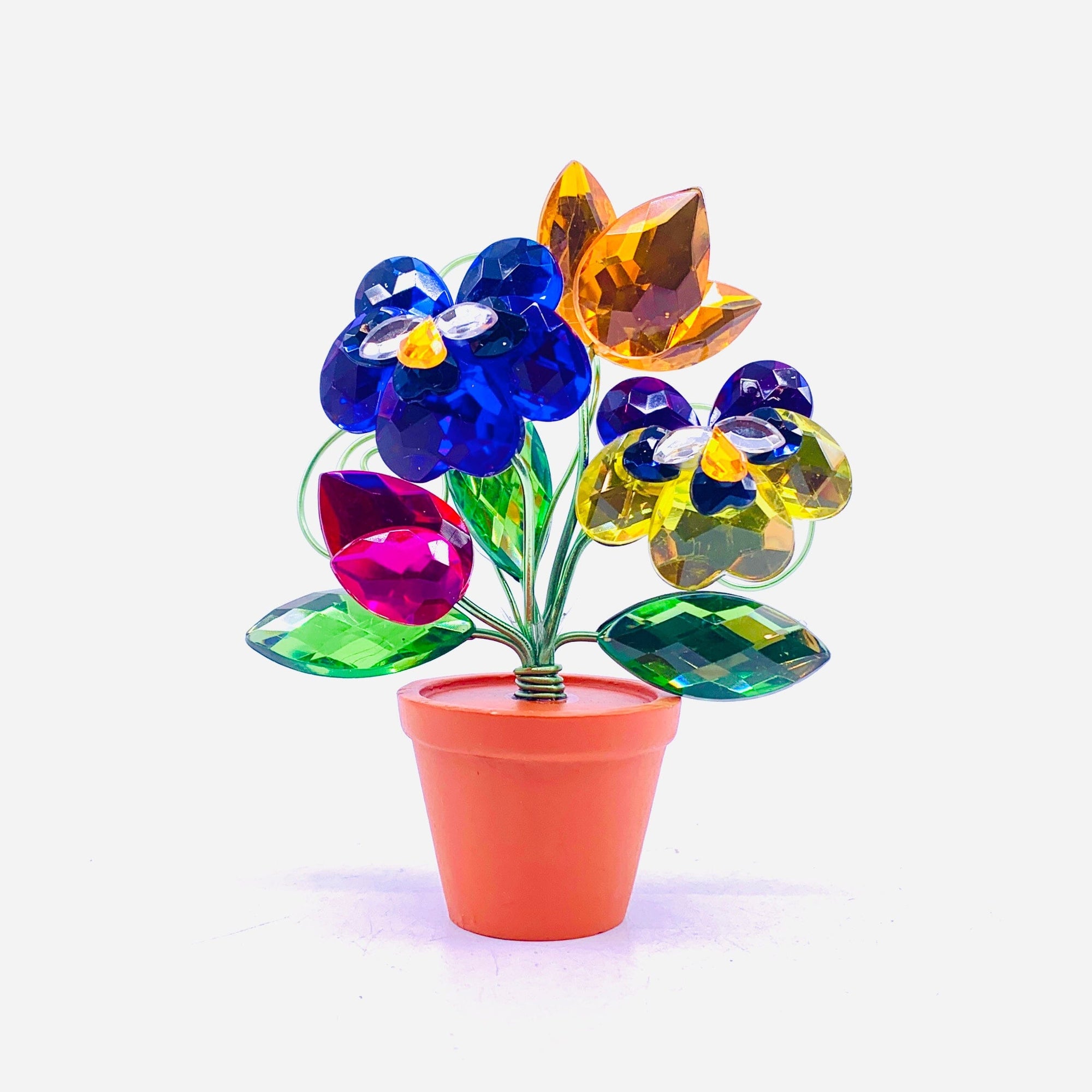 Acrylic Bouquet 9, Garden Posy Pot Blue Decor GANZ 