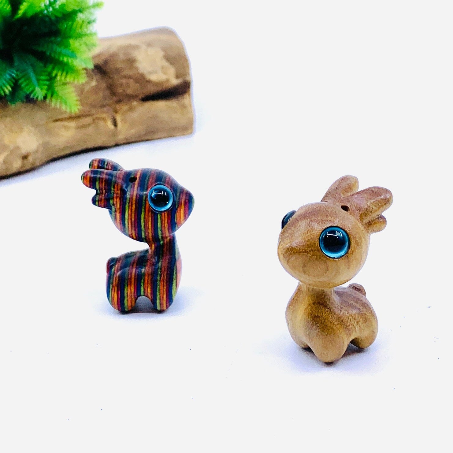 Tiny Wooden Reindeer 211 Miniature - Rainbow Reindeer 