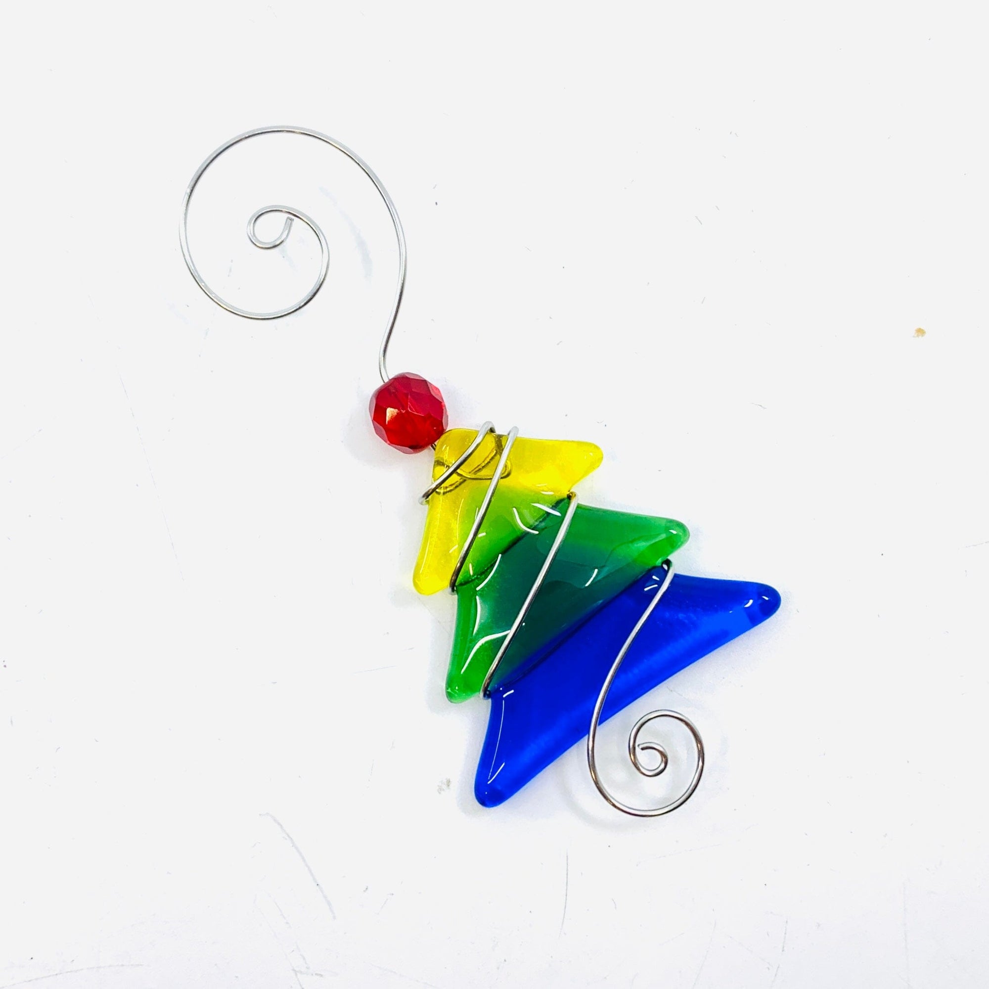 Small Fused Glass Tree, Rainbow Ornament Haywire Art 