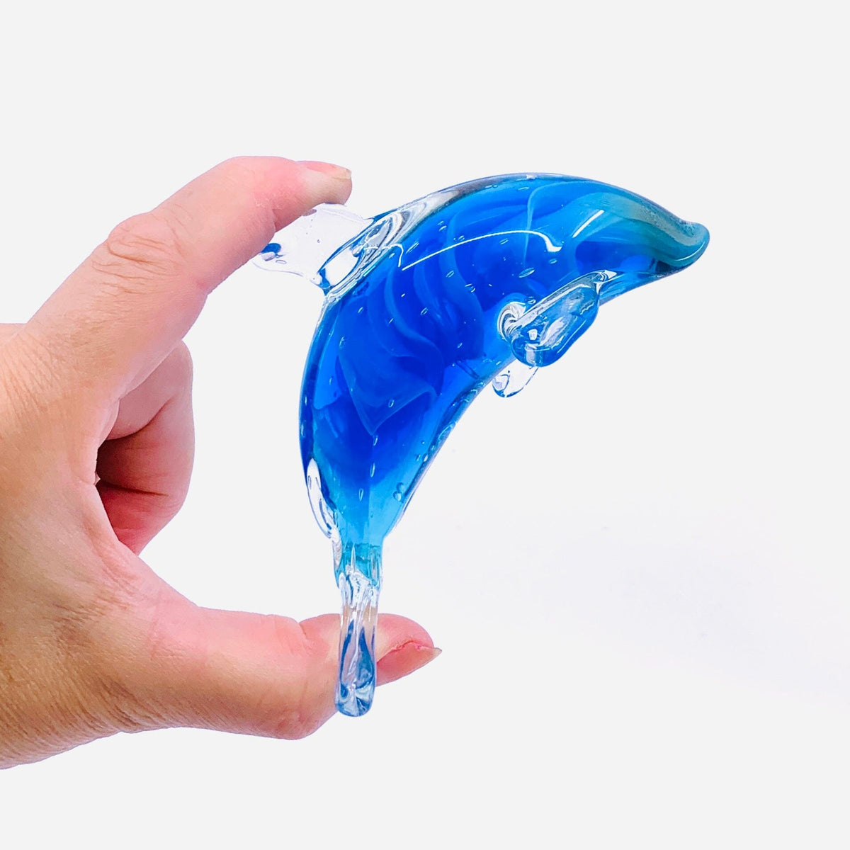 Glass Dolphin Swirl Paperweight Decor Chesapeake Bay 