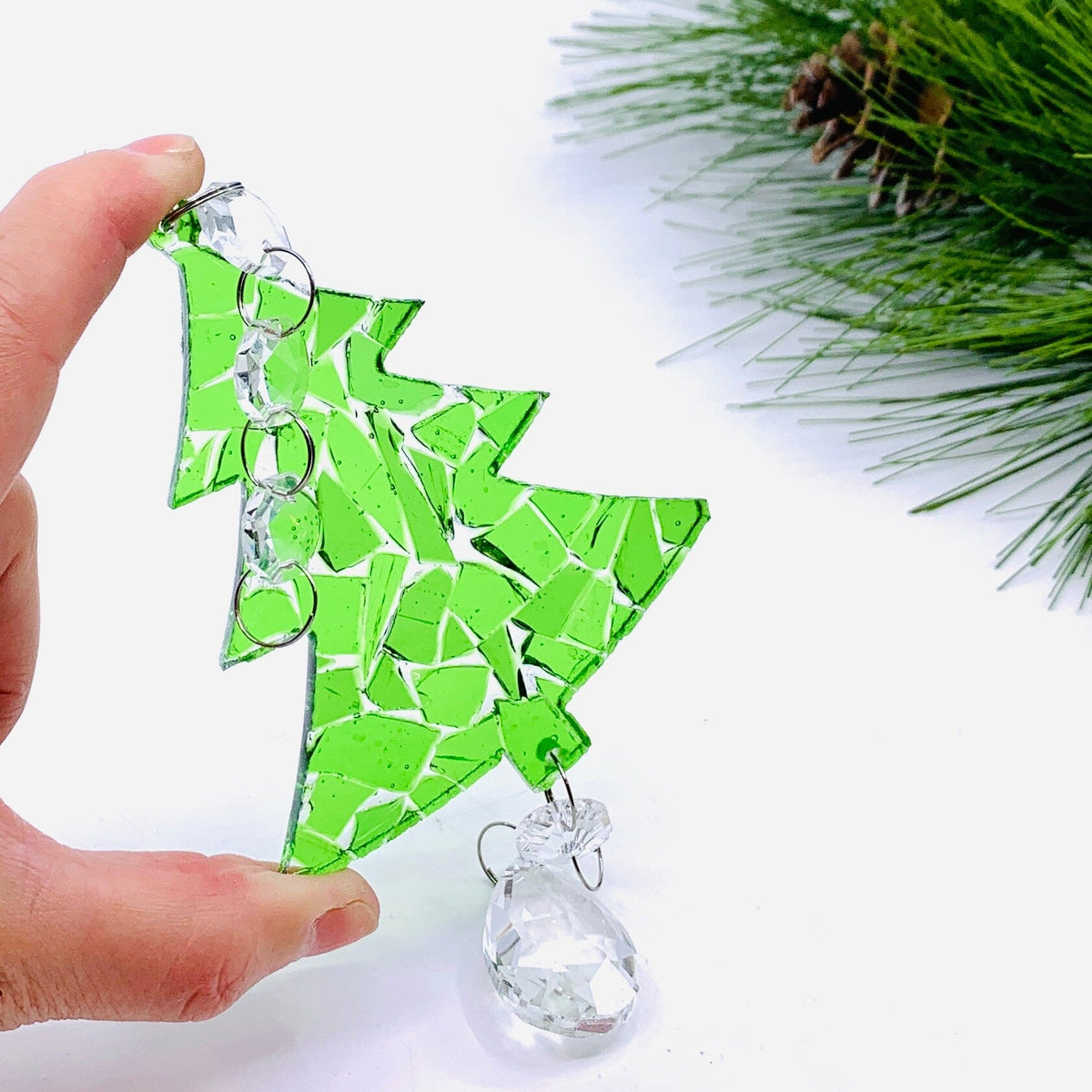 Stained Glass Tree Ornament, Green Ornament Oh My Sweetie 