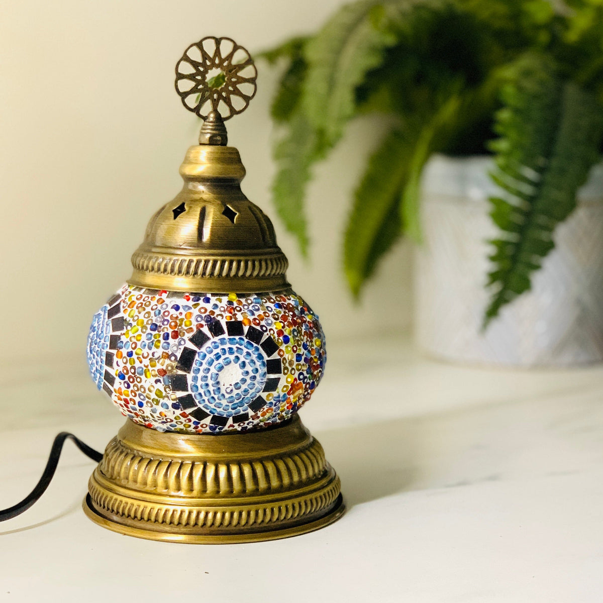 Turkish Mosaic Mini Lamp, 18 Decor Natto USA 