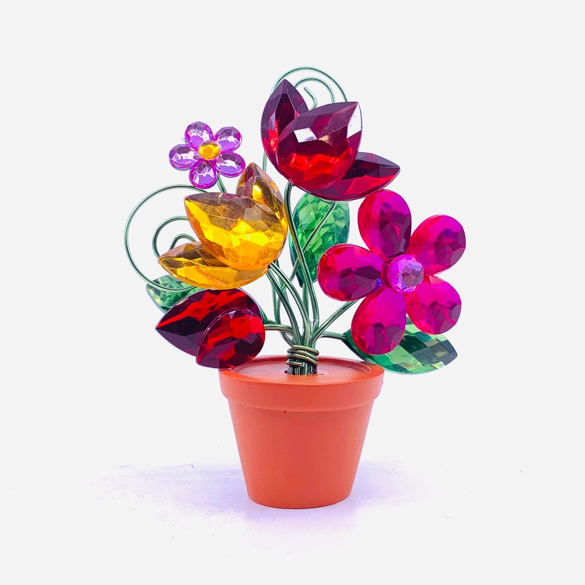 Acrylic Bouquet 10, Garden Posy Pot Pink Decor GANZ 