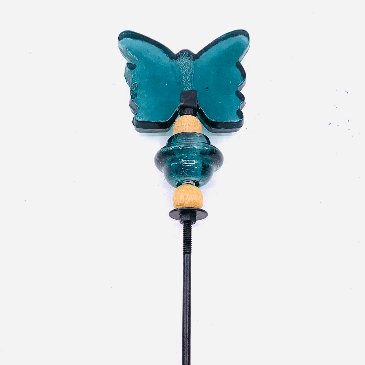 Large Glass Butterfly Garden Stakes, Turquoise