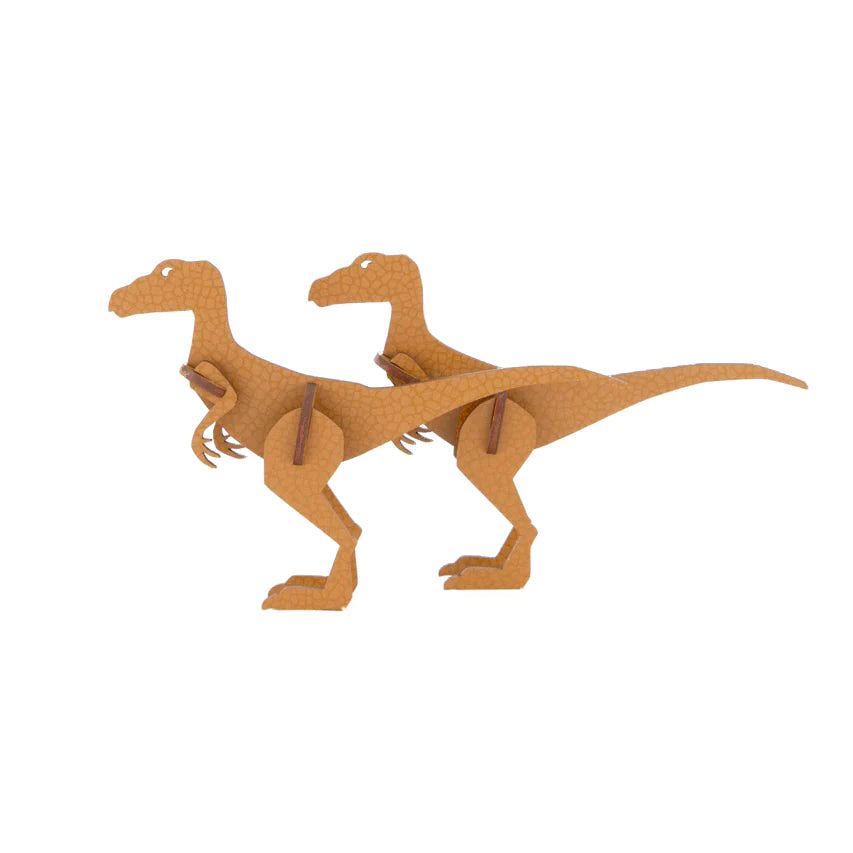 Wooden Animal Puzzle 12,Velociraptor Pair Little and Wood 