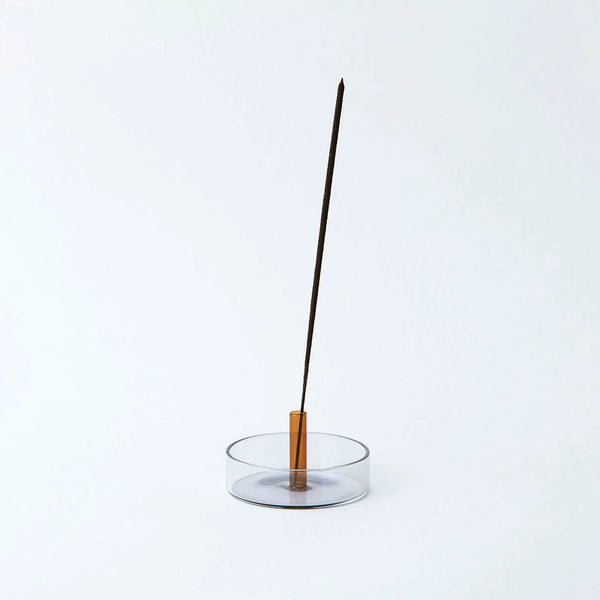 お香 TBPR / GLASS INCENSE HOLDER gray Dual Color Glass Incense Holder, Gray/Orange - Luke Adams Glass