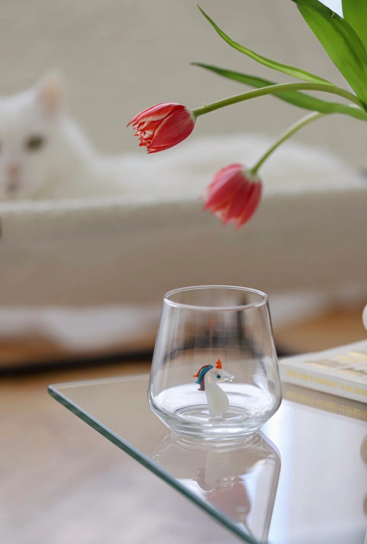 Tiny Animal Wine Glass, Unicorn Decor MiniZoo 
