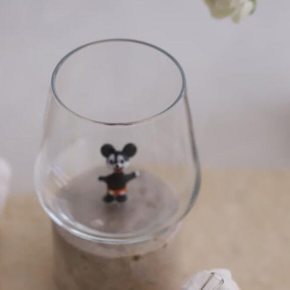 Tiny Animal Wine Glass, Ricky Mouse - Luke Adams Glass Blowing Studio