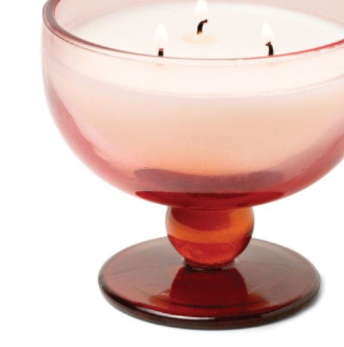 Glass Tinted Goblet Candle, Saffron Rose
