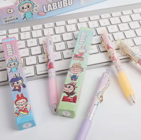 Set of 4 Labubu Blind Box Black Ink Gel Pens - Luke Adams Glass