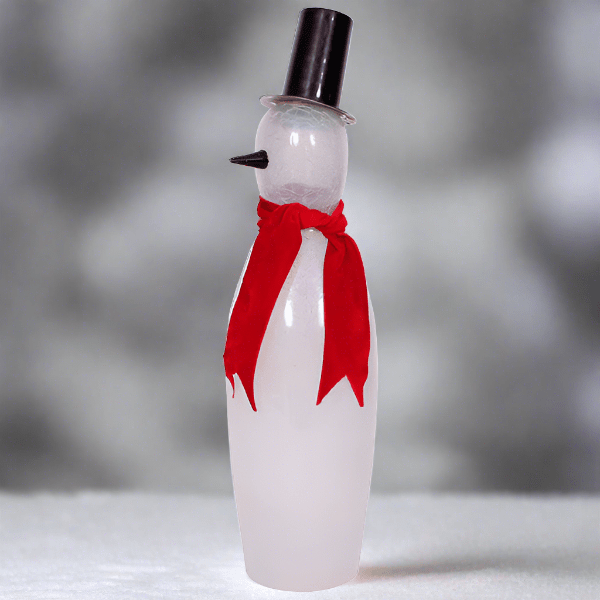 Crackle Glass Snowman, White India House Brass 