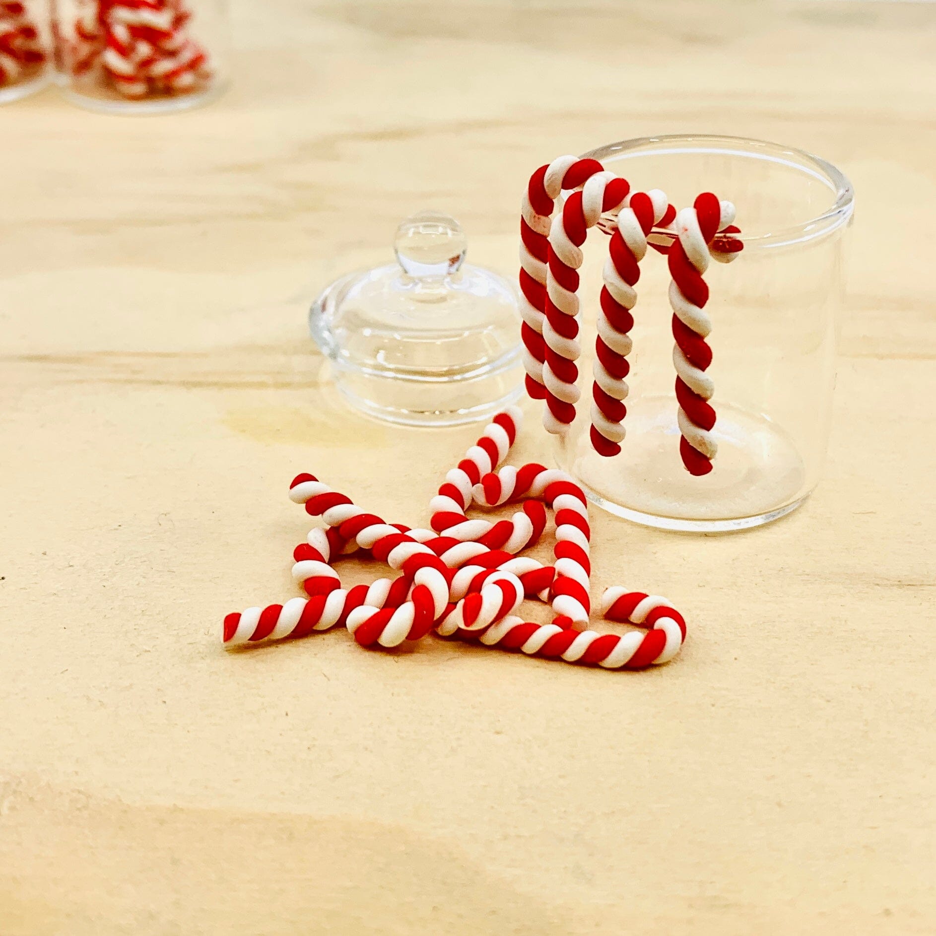 Tiniest Glass Jar of Candy Canes Miniature - 
