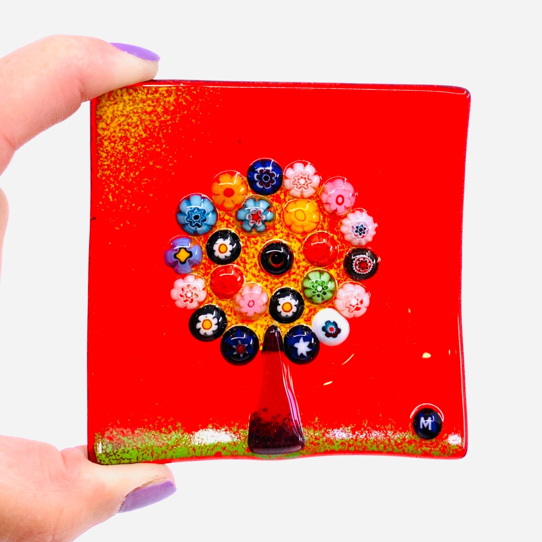 Tree of Life Murano Plate 3 Red Gage Inc, LLP 