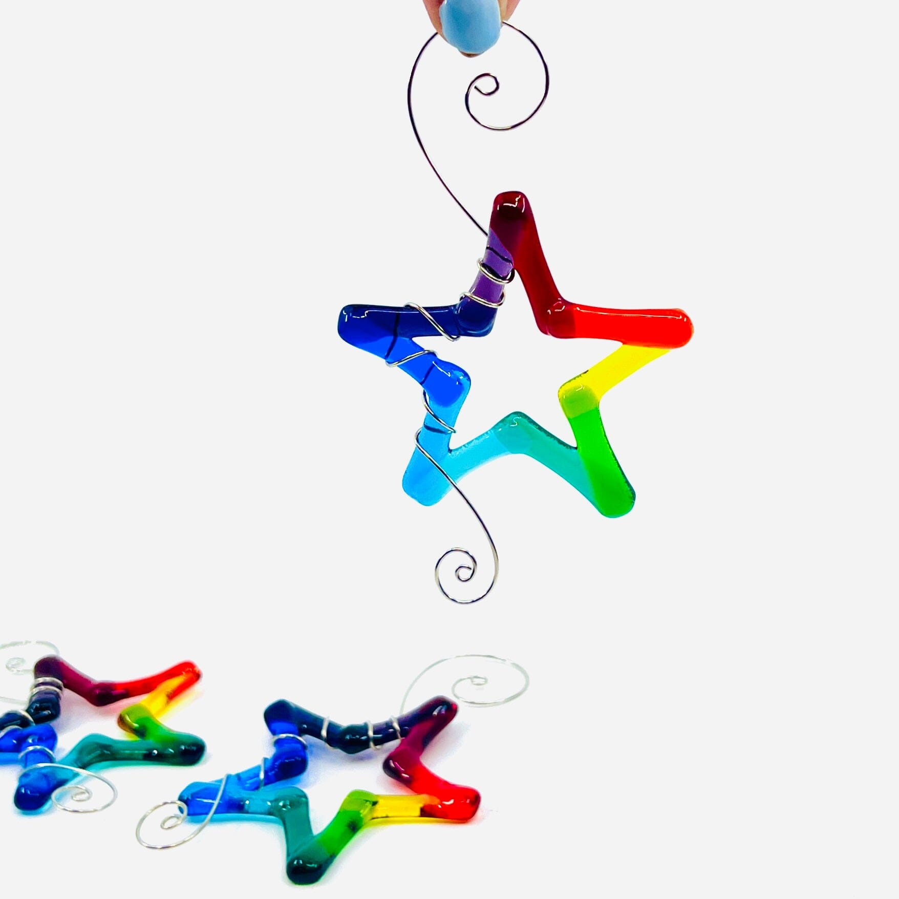 Fused Rainbow Star, Small Ornament Haywire Art 