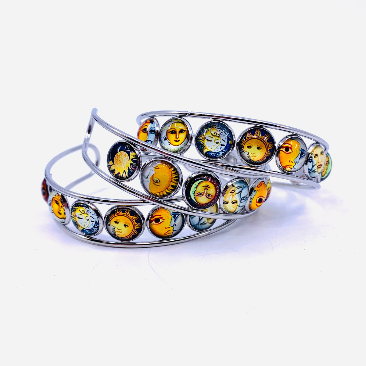 Artistic Cuff Bracelet Jewelry - Sun and Moon 