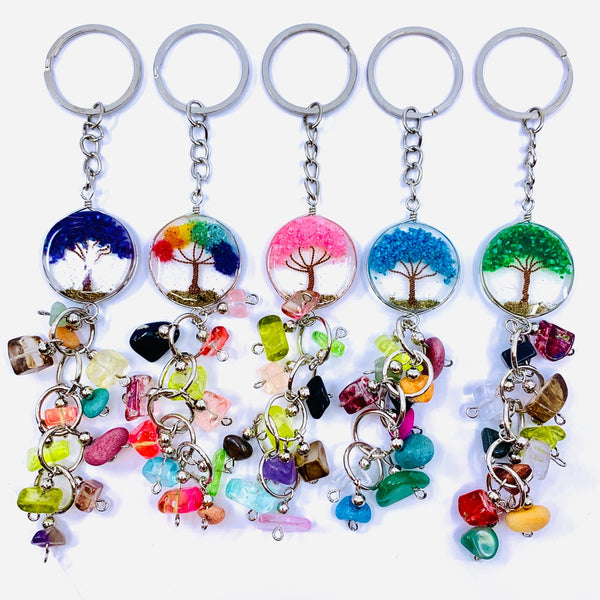 Tree of Life Key Chain 4, Red Luke Adams Glass Blowing Studio