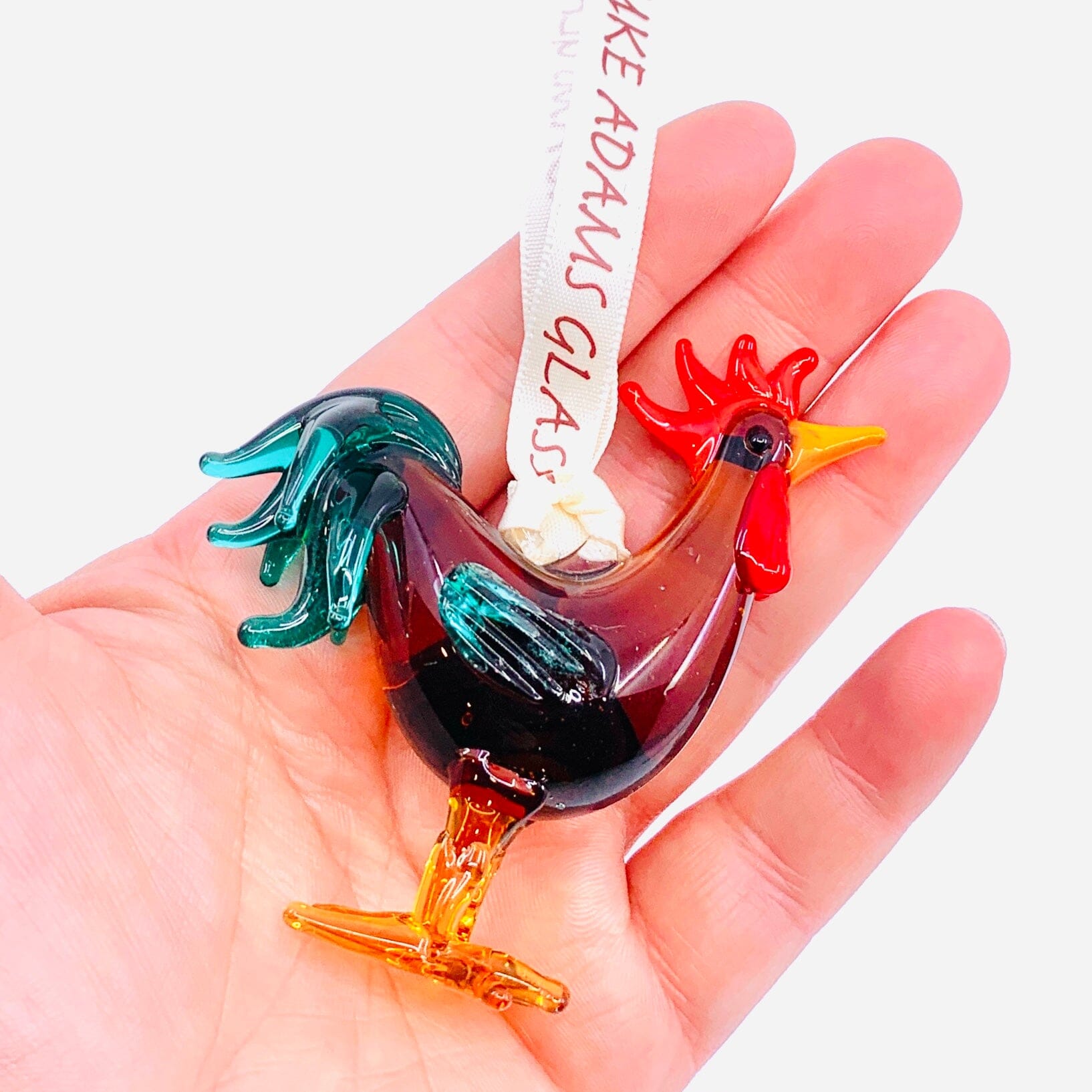 Ribbon Glass Ornament, Rooster Art Studio 