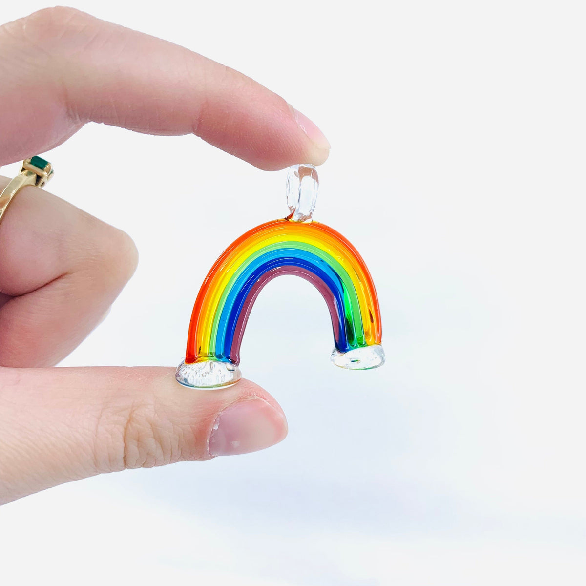 Tiny Hanging Rainbows, Wholesale Set of 10 Miniature Luke Adams Glass Blowing Studio 