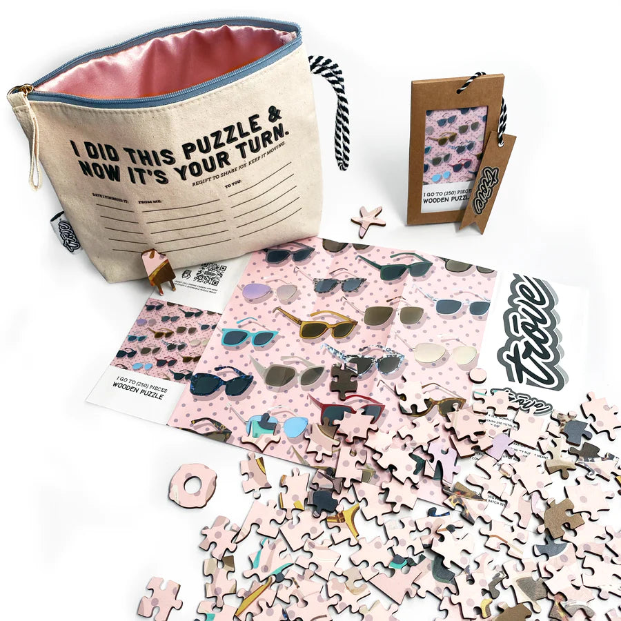 Wooden Puzzle In A Pass It On Pouch 6,Sunglasses TROVE 